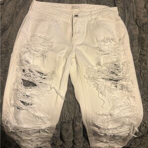 Distressed White Jeans